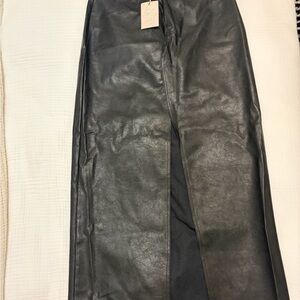 Elegant Black Faux Leather Skirt